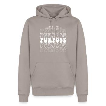 Créé dans un but Groovy verset de la Bible - Sweat à capuche Premium bio Homme - taupe - Devant - Nico (187cm)