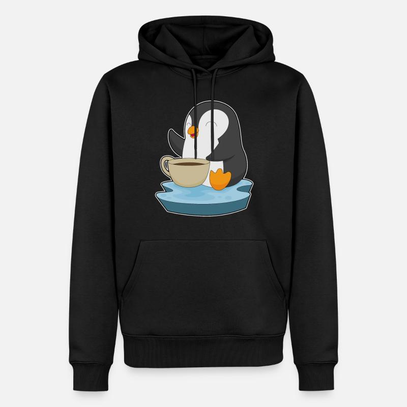 Tasse à café pingouin - Sweat à capuche Premium bio Homme - noir