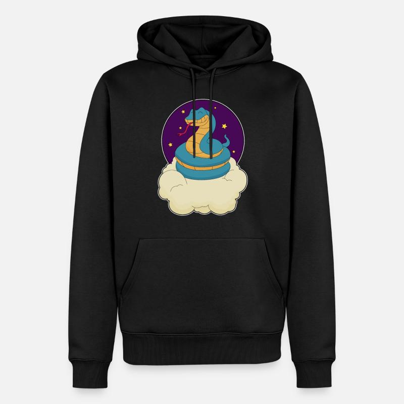 Serpent, Nuit, Étoiles, Nuages - Sweat à capuche Premium bio Homme - noir