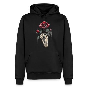 Main tenant Rose esthétique doux Grunge Vintage Goth - Sweat à capuche Premium bio Homme - noir - Devant - Nico (187cm)