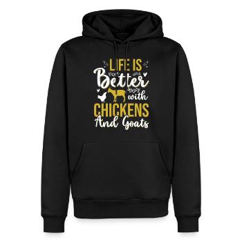 Goats & Chickens Funny Goat Lover - Männer Premium Bio Hoodie - Schwarz - Vorne - Nico (187cm)