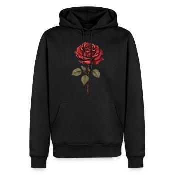 Rose rouge esthétique Vintage graphique fleur cadeau - Sweat à capuche Premium bio Homme - noir - Devant - Nico (187cm)