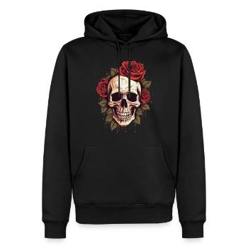 Totenschädel Rosen Ästhetik Grunge Goth Totenkopf - Männer Premium Bio Hoodie - Schwarz - Vorne - Nico (187cm)