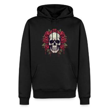 Totenschädel Rosen Grunge Ästhetik Goth Totenkopf - Männer Premium Bio Hoodie - Schwarz - Vorne - Nico (187cm)
