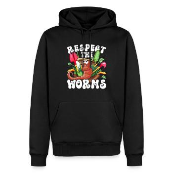 Worm Breeder Worm Breeder Respect The Worms - Men’s Premium Organic Hoodie - black - Front - Nico (187cm)