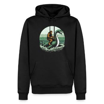 Bigfoot Reitet Loch Ness - Männer Premium Bio Hoodie - Schwarz - Vorne - Nico (187cm)