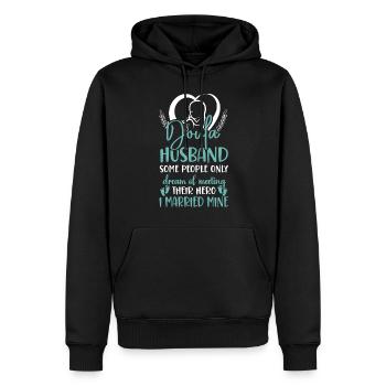 Doula Travailleuse à la naissance Mari Femme - Sweat à capuche Premium bio Homme - noir - Devant - Nico (187cm)