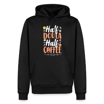 Doula Birth Worker Coffee Half - Men’s Premium Organic Hoodie - black - Front - Nico (187cm)