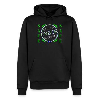 Ethical Cyber Security SAFE - Men’s Premium Organic Hoodie - black - Front - Nico (187cm)