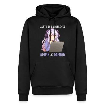 Kawaii Girl Anime Manga Fille Chat - Sweat à capuche Premium bio Homme - noir - Devant - Nico (187cm)