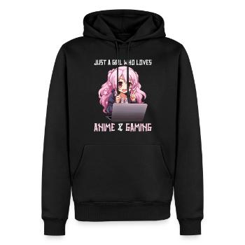Kawaii Girl Anime Manga Fille Chat - Sweat à capuche Premium bio Homme - noir - Devant - Nico (187cm)
