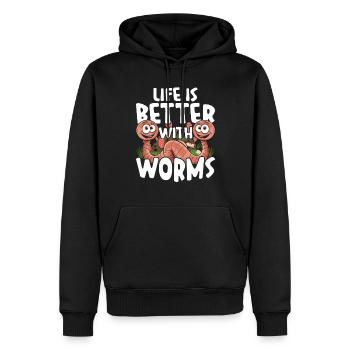 Élevage de vers Éleveurs de vers Vermiculture - Sweat à capuche Premium bio Homme - noir - Devant - Nico (187cm)