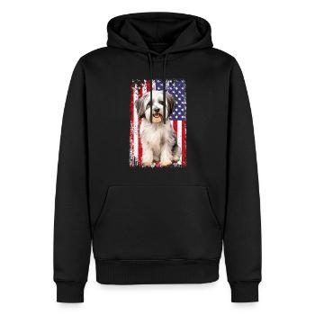 havanese dog, american flag - Männer Premium Bio Hoodie - Schwarz - Vorne - Nico (187cm)