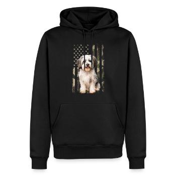 havanese dog, american flag - Männer Premium Bio Hoodie - Schwarz - Vorne - Nico (187cm)