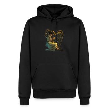 Harp girl - Männer Premium Bio Hoodie - Schwarz - Vorne - Nico (187cm)