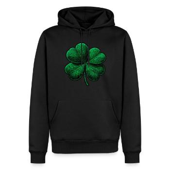 Trèfle vert à quatre feuilles - Sweat à capuche Premium bio Homme - noir - Devant - Nico (187cm)