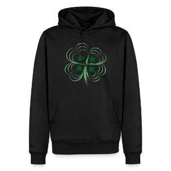 Green three-leaf clover - Men’s Premium Organic Hoodie - black - Front - Nico (187cm)
