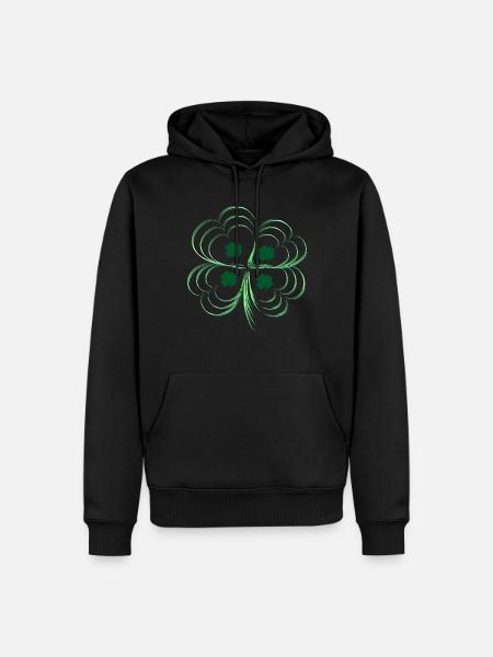 Green three-leaf clover - Men’s Premium Organic Hoodie - black