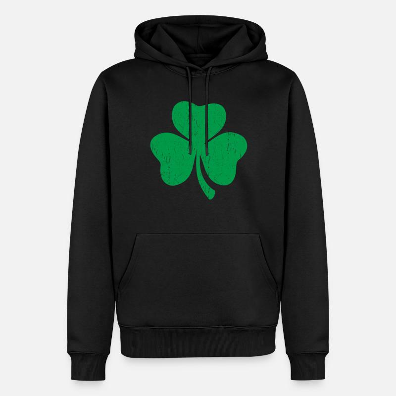 Trèfle vert à trois feuilles - Sweat à capuche Premium bio Homme - noir