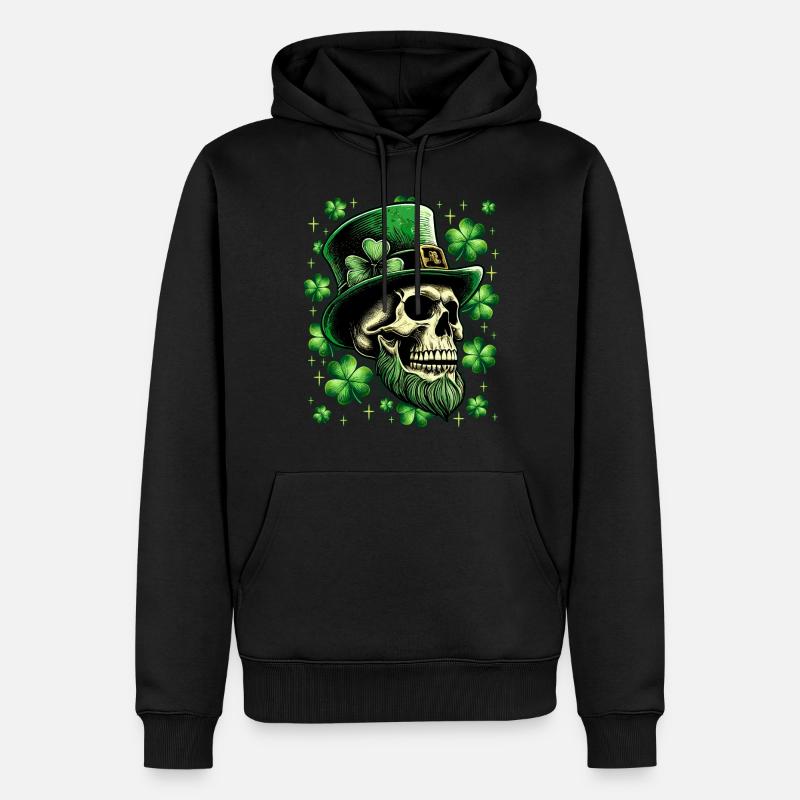 Crâne irlandais de la Saint-Patrick - Sweat à capuche Premium bio Homme - noir