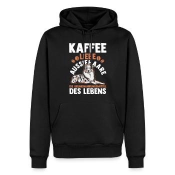 Kaffee Australian Shepherd Hund Aussie - Männer Premium Bio Hoodie - Schwarz - Vorne - Nico (187cm)