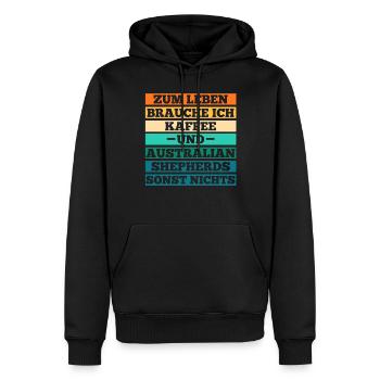 Kaffee Australian Shepherd Hund Aussie - Männer Premium Bio Hoodie - Schwarz - Vorne - Nico (187cm)