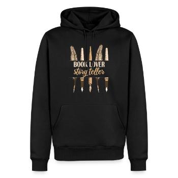 Auteur Conteur d’histoires - Sweat à capuche Premium bio Homme - noir - Devant - Nico (187cm)