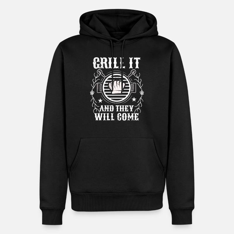 BBQ -Raucher Fleisch Grillen Lustiger - Männer Premium Bio Hoodie - Schwarz