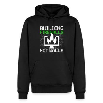 Ethical Hacker Building Firewalls Not Walls - Men’s Premium Organic Hoodie - black - Front - Nico (187cm)