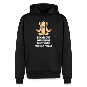 Ein lustiger Yoga und Meditation Hund - Männer Premium Bio Hoodie - Schwarz - Vorne - Nico (187cm)