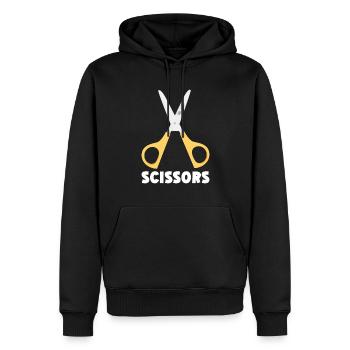 Ciseaux Papier Pierre Drôle Groupe Kawaii - Sweat à capuche Premium bio Homme - noir - Devant - Nico (187cm)