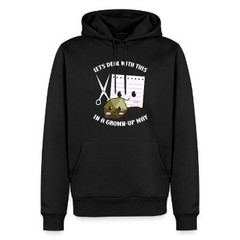 Ciseaux Papier Pierre Drôle Groupe Kawaii - Sweat à capuche Premium bio Homme - noir - Devant - Nico (187cm)