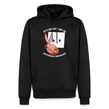Ciseaux Papier Pierre Drôle Groupe Kawaii - Sweat à capuche Premium bio Homme - noir - Devant - Nico (187cm)