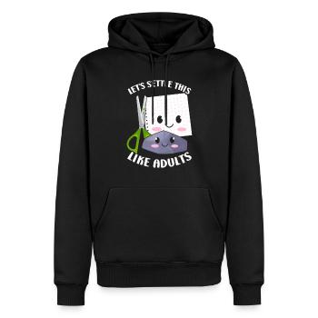 Ciseaux Papier Pierre Drôle Groupe Kawaii - Sweat à capuche Premium bio Homme - noir - Devant - Nico (187cm)