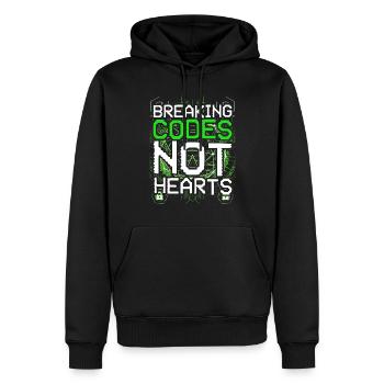 Ethical Hacker Breaking Codes Not Hearts - Men’s Premium Organic Hoodie - black - Front - Nico (187cm)