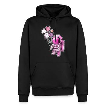 Astronaut Holding Planet Ballons Sonnensystem - Männer Premium Bio Hoodie - Schwarz - Vorne - Nico (187cm)