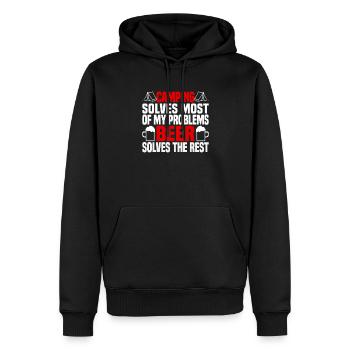 Camping löst die meisten Probleme, Bier den Rest - Männer Premium Bio Hoodie - Schwarz - Vorne - Nico (187cm)