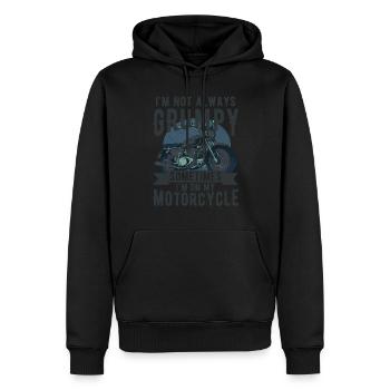 Ich bin nicht immer mürrisch, manchmal bin ich auf der Kippe - Männer Premium Bio Hoodie - Schwarz - Vorne - Nico (187cm)