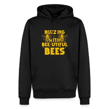 Abeille miel Webeke ruche apiculteur nid d’abeille - Sweat à capuche Premium bio Homme - noir - Devant - Nico (187cm)