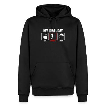 Mein perfekter Tag Golf Golfer - Männer Premium Bio Hoodie - Schwarz - Vorne - Nico (187cm)