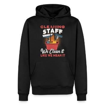 Personnel de nettoyage - Sweat à capuche Premium bio Homme - noir - Devant - Nico (187cm)