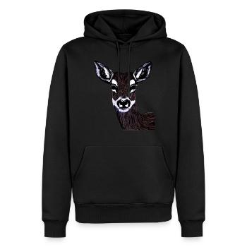 Rothirsch Tiergesicht Waldtier Motiv - Männer Premium Bio Hoodie - Schwarz - Vorne - Nico (187cm)