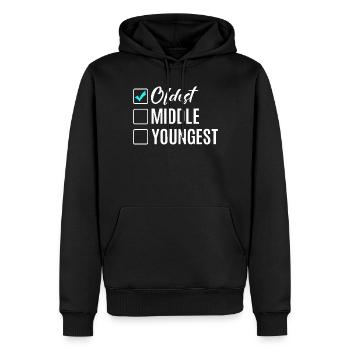 Oldest Child Gifts - Men’s Premium Organic Hoodie - black - Front - Nico (187cm)