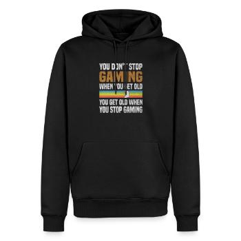 You don't stop gambling because you're getting old - Men’s Premium Organic Hoodie - black - Front - Nico (187cm)