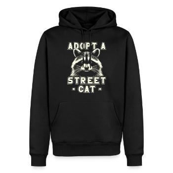 Raton laveur, Adoptez un chat des rues, raton laveur drôle - Sweat à capuche Premium bio Homme - noir - Devant - Nico (187cm)