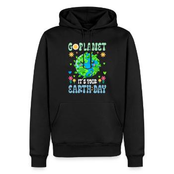 Erde Tag Groovy Hippie 70s Retro Retro - Männer Premium Bio Hoodie - Schwarz - Vorne - Nico (187cm)