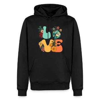Erde Tag Groovy Hippie 70s Retro Retro - Männer Premium Bio Hoodie - Schwarz - Vorne - Nico (187cm)