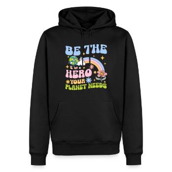 Erde Tag Groovy Hippie 70s Retro Retro - Männer Premium Bio Hoodie - Schwarz - Vorne - Nico (187cm)