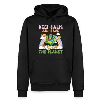 Erde Tag Groovy Hippie 70s Retro Retro - Männer Premium Bio Hoodie - Schwarz - Vorne - Nico (187cm)