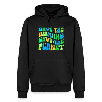 Erde Tag Groovy Hippie 70s Retro Retro - Männer Premium Bio Hoodie - Schwarz - Vorne - Nico (187cm)